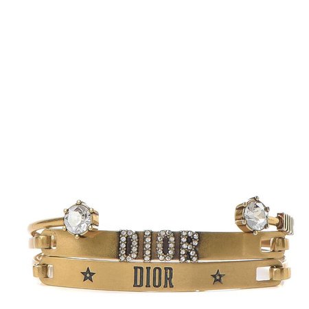 Dior Gold Metal Crystal Dio(r)evolution Bracelet Set