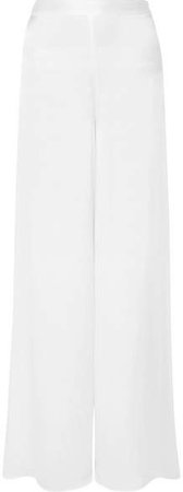 The Tommy Silk-charmeuse Wide-leg Pants - White