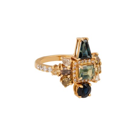 Xiao Wang Galaxy Ring - Natural Colored Sapphire & Diamonds - Rings - Broken English Jewelry