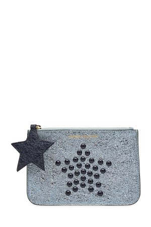 Studded Metallic Leather Pouch Gr. One Size