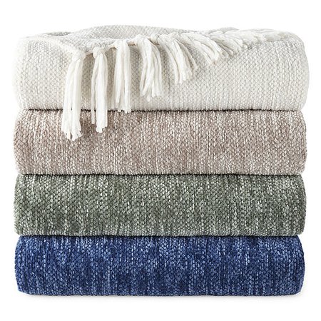 JCPenney Home Chenille Fringe Throw