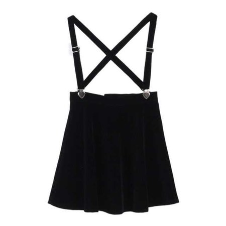 Harajuku Mini Skirt Pleated Suspender Skirt Black Velvet Skater Flared Dress