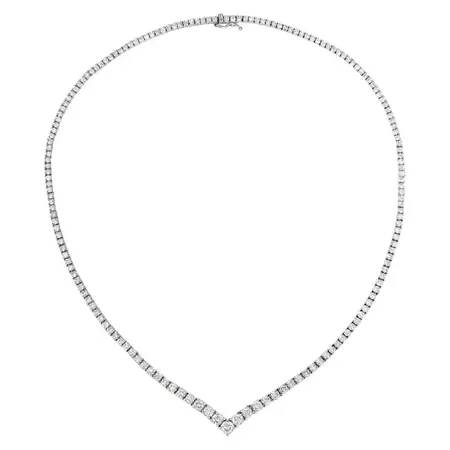 10.60 Carat Natural Diamond V Necklace G SI 14 Karat White Gold For Sale at 1stDibs | white gold and diamond necklace