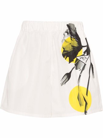 Prada Flower Print Poplin Shorts - Farfetch