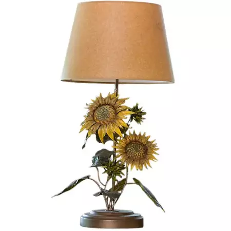 Italian Tole Sunflower Lamp at 1stDibs | vintage sunflower lamp, sun flower lamp, sunflower floor lamp