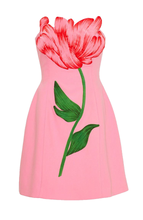 strapless flower mini dress