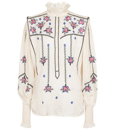 Isabel Marant - Ciska embroidered silk blouse | Mytheresa