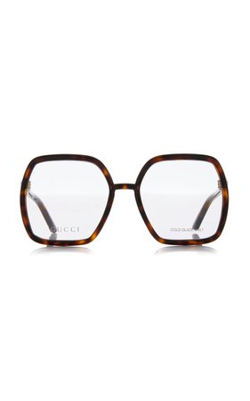 Oversized Square-Frame Tortoiseshell Injection Glasses By Gucci | Moda Operandi