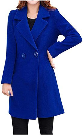 Womens Winter Lapel Wool Coat Trench Jacket Long Sleeve Overcoat Outwear Tops at Amazon Women's Coats Shop