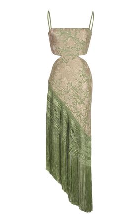 Flamenca Village Fringed Silk Midi Dress By Johanna Ortiz | Moda Operandi