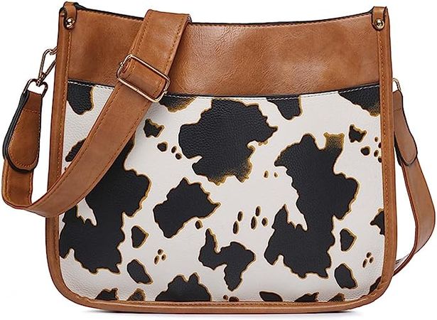 Amazon.com: Women Shoulder Crossbody Bag Vintage Handbags Purse with Leopard Guitar Strap Medium Satchel Hobo Bag, Cow Pattern : Clothing, Shoes & Jewelry