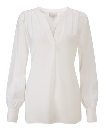 Pure Collection Silk V Neck Blouse in Antique White