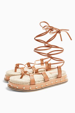 PEPPER Tan Leather Sandals | Topshop