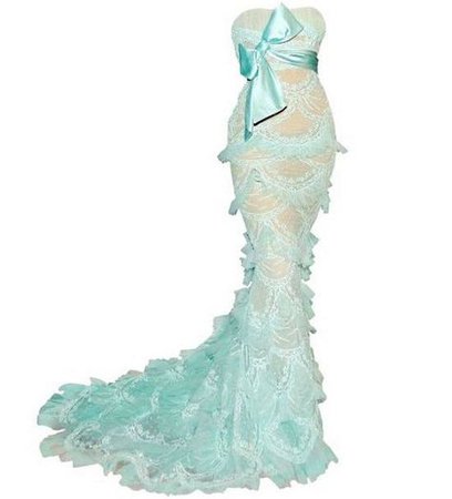 pastel blue mermaid fantasy couture gown