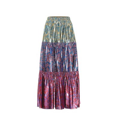 Silk-blend jacquard skirt