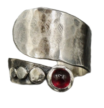red silver ring