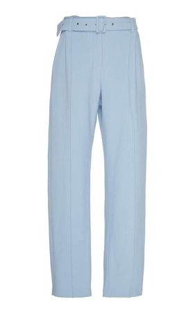 Wool Boucle Pintuck Belted Pant