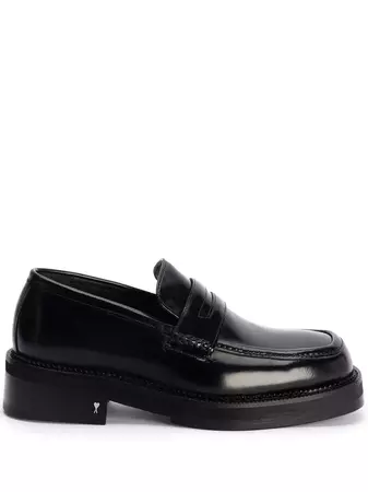 AMI Paris square-toe patent-leather Loafers