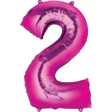 34in Bright Pink Number 2 Balloon | Party City