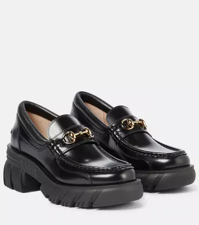 GUCCI Horsebit Leather Loafers in Black - Gucci | Mytheresa