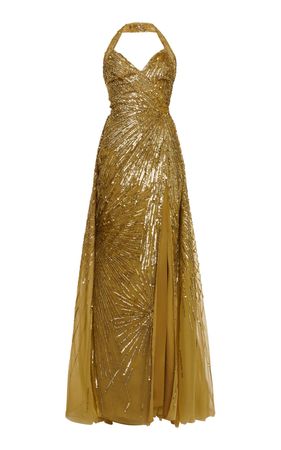 Dripping Embroidered Wrap Front Gown By Zuhair Murad | Moda Operandi