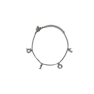 Dior Silver Rhinestone Logo Charm Bracelet – Treasures of NYC