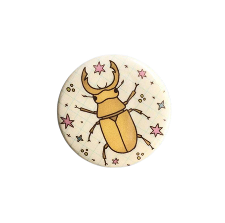 Golden Stag Beetle Button // FatCatClubArt