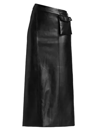 Shop Aya Muse Atyri Belted Faux Leather Midi-Skirt | Saks Fifth Avenue