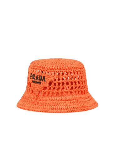 crochet orange bucket hat