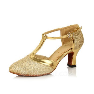 Women's Sparkling Glitter Heels Ballroom With T-Strap Dance Shoes (053123669) - Dance Shoes - JJsHouse