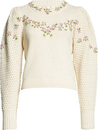 LoveShackFancy Kenzly Embroidered Sweater | Nordstrom