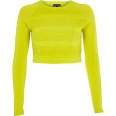 Lime ripple mesh knitted crop top