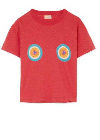 LHD - Printed Cotton-jersey T-shirt - Tomato red