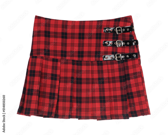 Pleated Skirt. Women's tartan Scottish pattern red mini skirt.