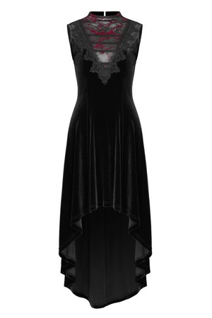 Destiny Black Velvet High Low Sleeveless Gothic Dress Punk