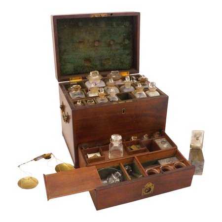 Late 19th Century English Mahogany Apothecary Box | Chairish