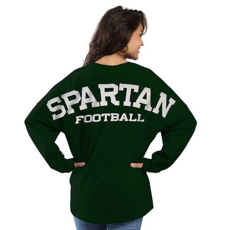 Michigan State Spartans Pressbox Women's Football Sweeper Long Sleeve Oversized Top - Green