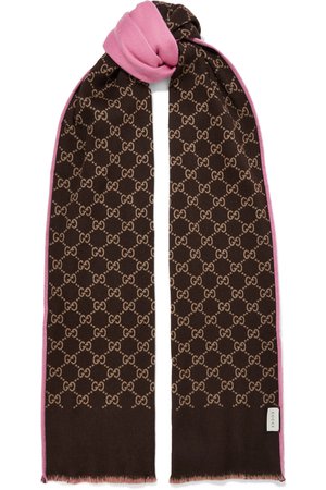Gucci | Reversible intarsia wool and silk-blend scarf | NET-A-PORTER.COM