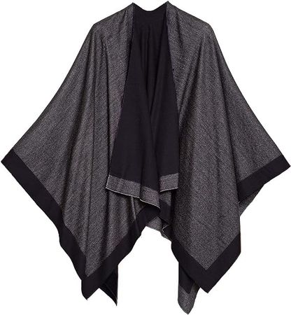 MELIFLUOS DESIGNED IN SPAIN Women's Shawl Wrap Poncho Ruana Cape Cardigan Sweater Open Front for Fall Winter (PC02-11) at Amazon Women’s Clothing store