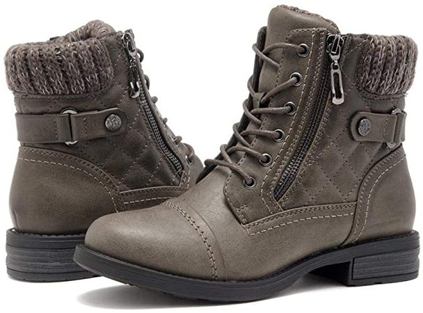 Amazon.com | Herstyle Slgabrianna Women's New Winter Lace Up Plaid Fold Down Combat Booties Boots | Snow Boots
