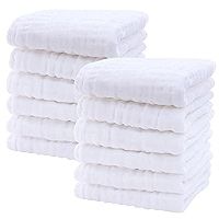 Amazon.com : SWEET DOLPHIN 12 Pack Baby Muslin Washcloths - Soft Face Cloths for Newborn, Absorbent Bath Wash Cloths, Wipes, Burp Rag - Toddlers Essentials Stuff, Baby Registry as Shower -10"x10", White : Baby