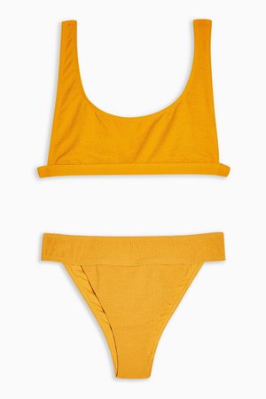 Orange Crinkle Bikini Set | Topshop