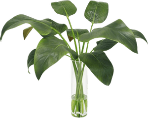 Faux Calla Leaf In Slim Round Vase – Green | Decorist