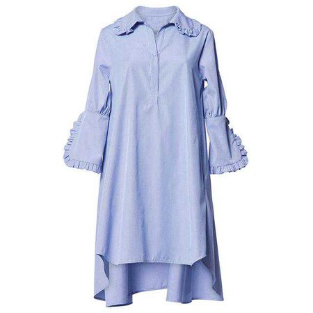 Autumn Blue Casual Loose Shirt Dress Women Cotton Long Sleeve Knee-len – Elucid Concepts Clothing