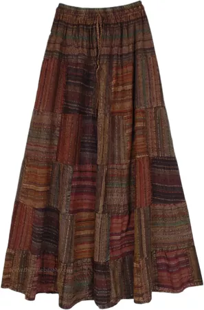Striped Patchwork Long Skirt