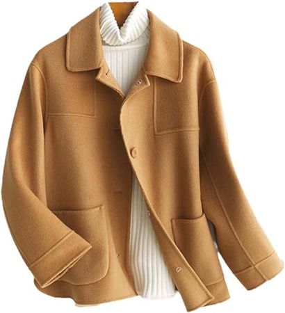 .com .com: Short Loose Double-Sided 100% Wool Coat