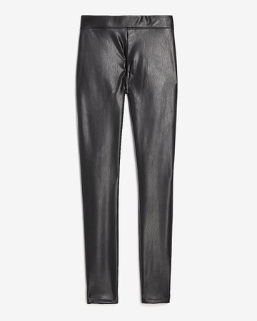 High Waisted Vegan Leather Stretch Ankle Leggings | Express