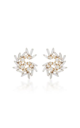 18K Yellow And White Gold Diamond Earrings by Suzanne Kalan | Moda Operandi