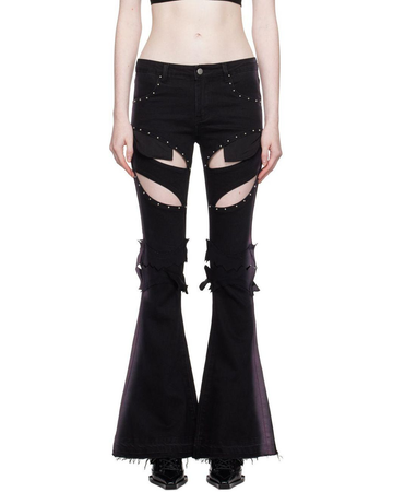rui black and purple bootcut jeans