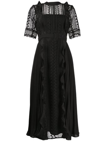 Black Self-Portrait Embroidered Dress | Farfetch.com